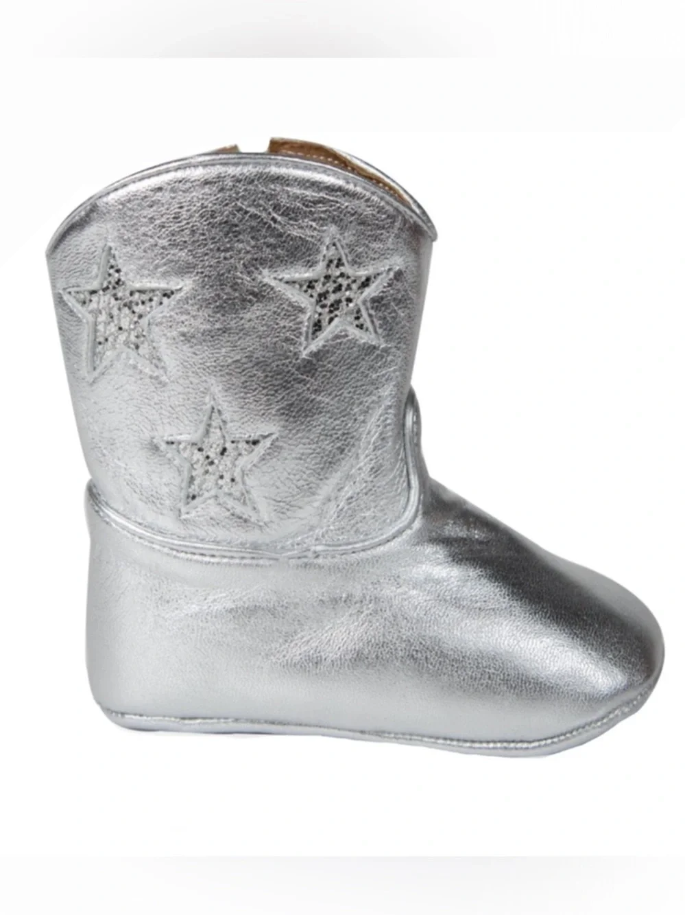 Silver Leather Baby Cowboy Cowgirl Boots Size 3